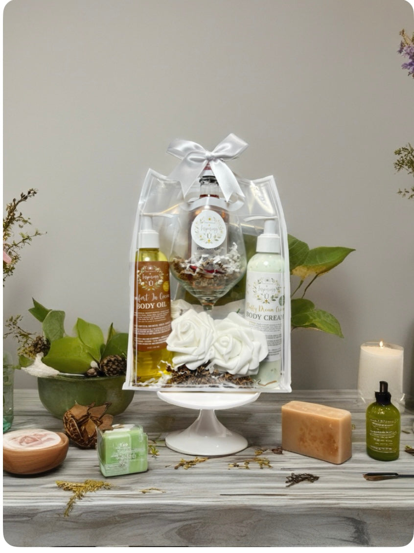 Pour into U or someone special that need some extra love.  Now give the gift of intentional self-care with our exclusive Inspire U Bundle Bag 🌿